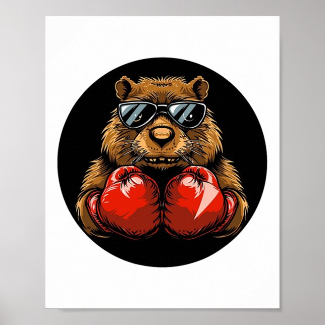 Cooles Boxer-Biber-Design für einen Knockout-Stil  Poster (Vorne)