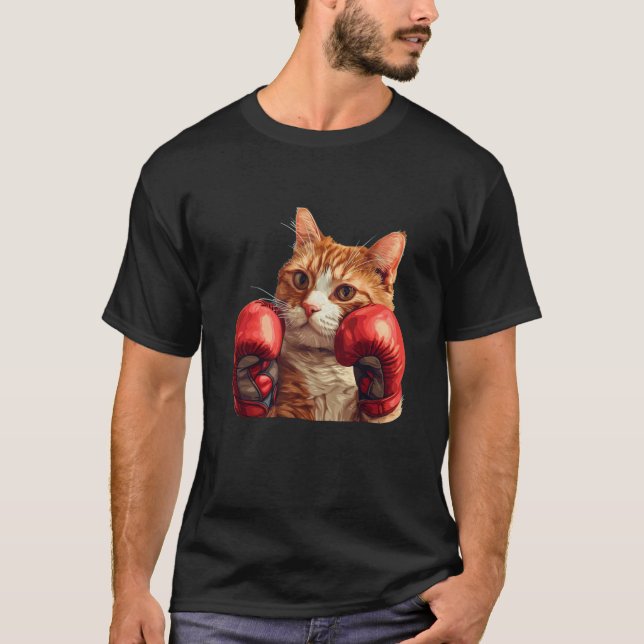Cooles Boxkatzenkostüm mit Boxhandschuhen T-Shirt (Vorderseite)