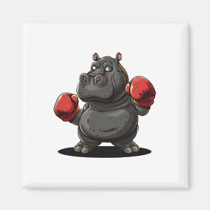 Cooles Boxsportkleid für Hippo und Tiere Magnet