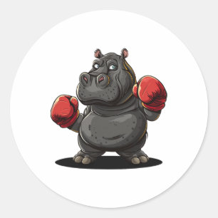 Cooles Boxsportkleid für Hippo und Tiere Runder Aufkleber