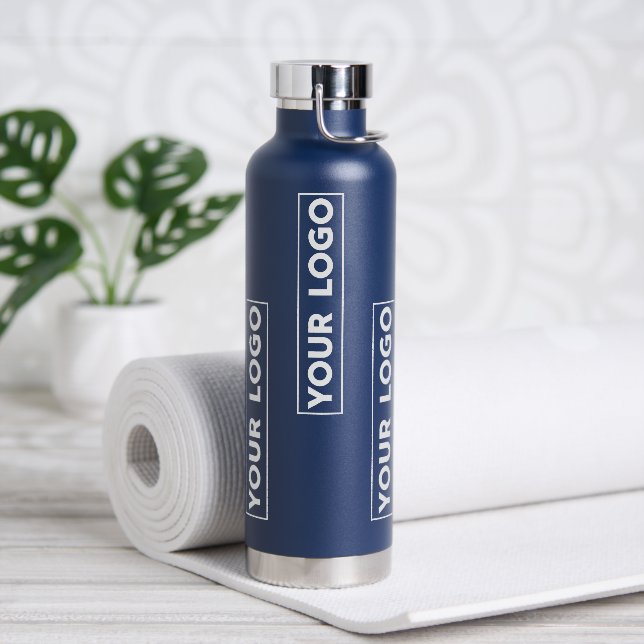 Cooles breites Logo-Muster Navyblau Trinkflasche (Yoga (gedreht))
