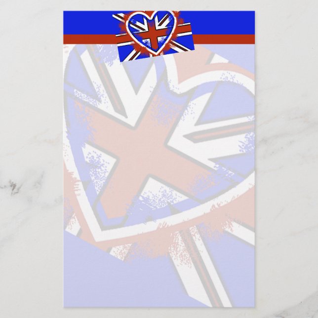 Cooles britisches Flaggenherzendesign Briefpapier (Vorderseite)