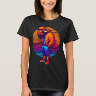 Cooles Buffalo Modernes Urbanes Sunset Retro Art T-Shirt