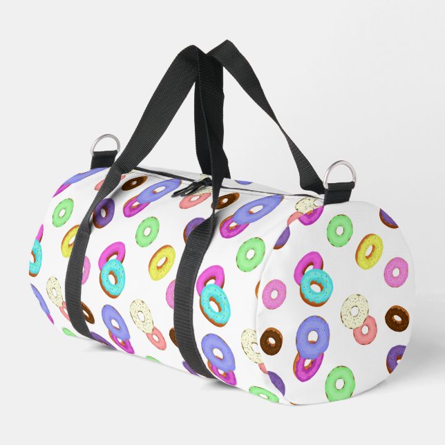 Cooles, buntes Donuts-Muster weiß Duffle Bag (Linke Seite)