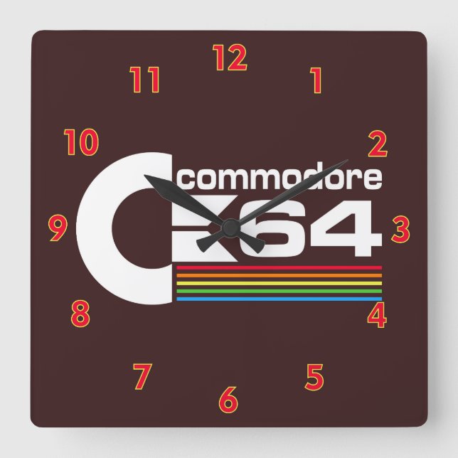Cooles C64-Computerlogo Quadratische Wanduhr (Vorderseite)
