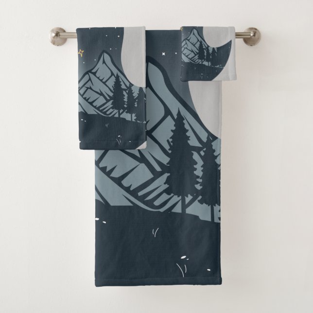 Cooles Camping Camper Feuer im Val Piora Badhandtuch Set (Insitu)