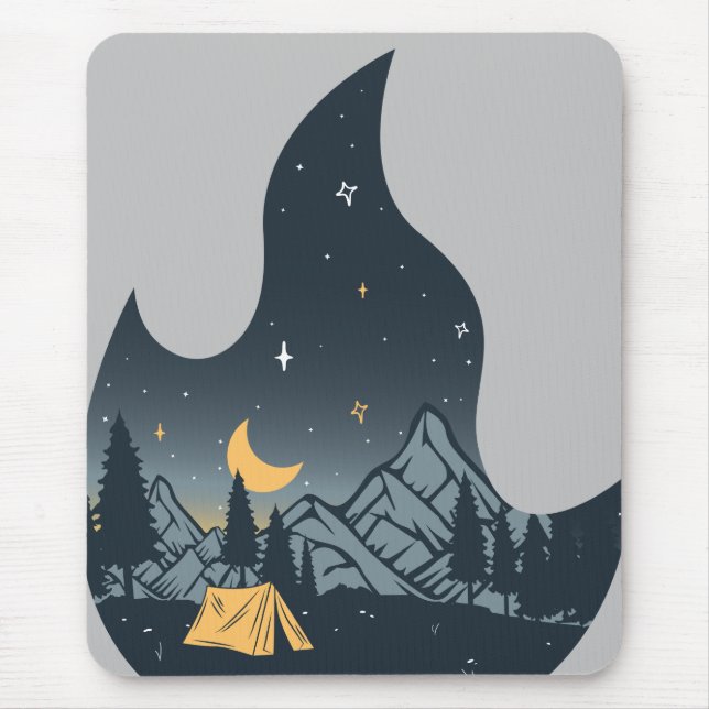 Cooles Camping Camper Feuer im Val Piora Mousepad (Vorne)