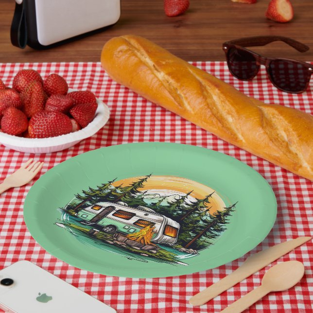 Cooles Camping liebt Party Pappteller (Picknick)