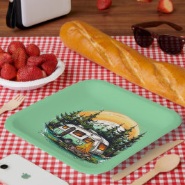 Cooles Camping liebt Party Pappteller