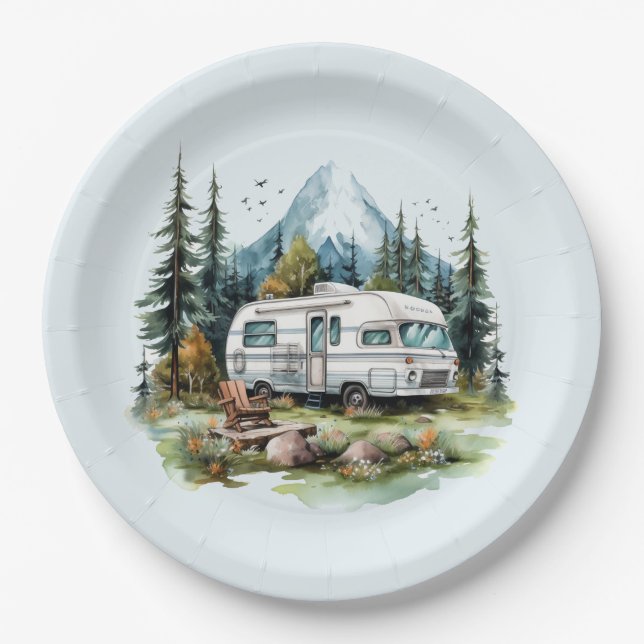 Cooles Camping liebt Party Pappteller (Vorderseite)