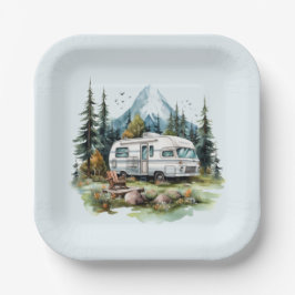 Cooles Camping liebt Party Pappteller