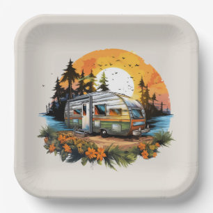 Cooles Camping liebt Party Pappteller