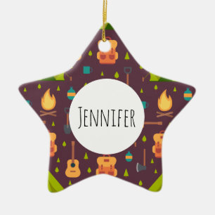 Cooles Camping Muster Außengestaltung Keramik Ornament