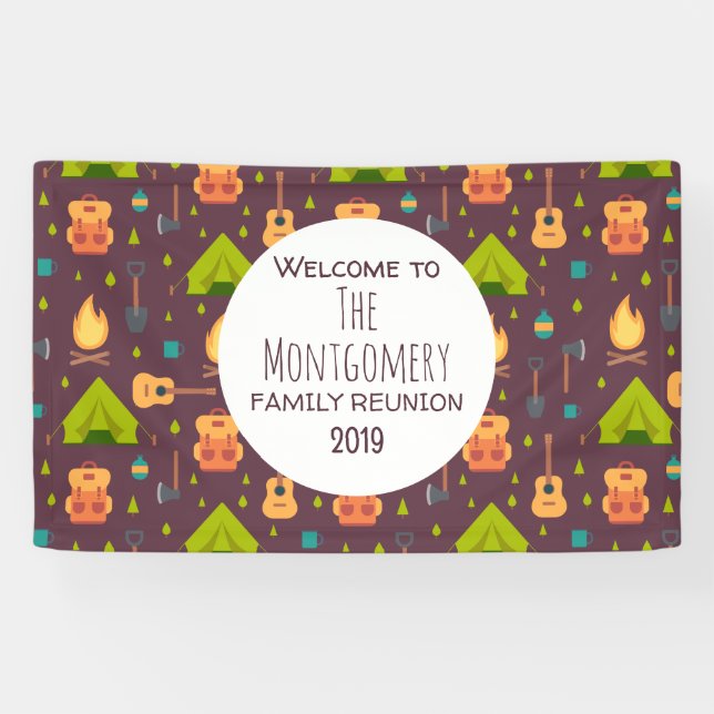 Cooles Camping Muster Outdoorsy Family Wiedersehen Banner (Horizontal)