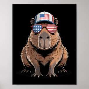 Cooles Capybara US-Flagge Schlupf Unabhängigkeit 4 Poster