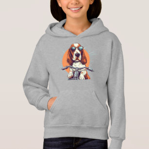 Cooles Cartoon Basset Hound Biker T-Shirt Hoodie