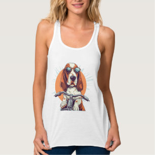 Cooles Cartoon Basset Hound Biker T-Shirt Tank Top