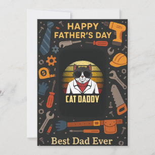 Cooles Cat Daddy Vintag Vatertag Flachkartengesche Einladung