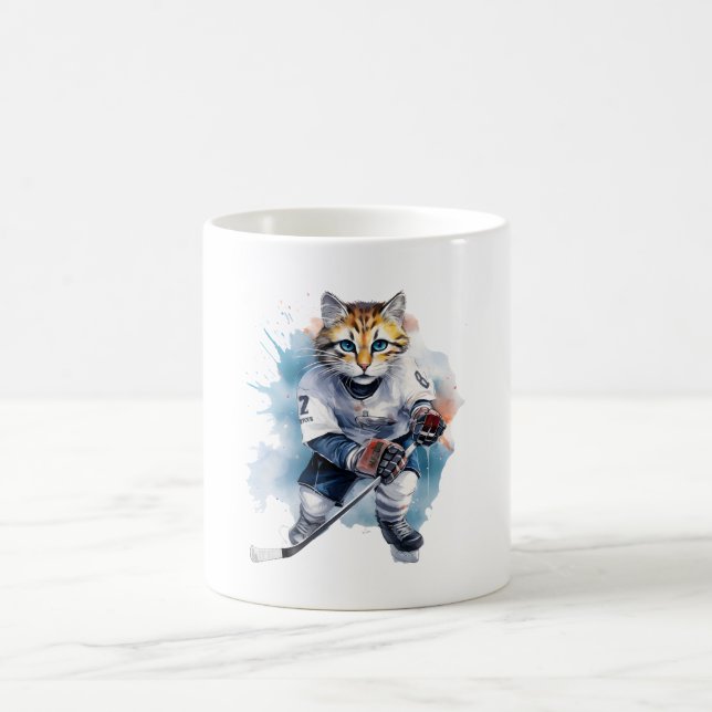 Cooles Cat Ice Hockey Kaffeetasse (Mittel)