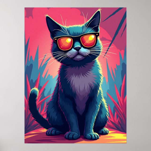 Cooles Cat Meme - Behandeln Sie es Sonnenbrille Po Poster (Vorne)