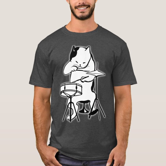 Cooles Cat Playing Jazz T-Shirt (Vorderseite)