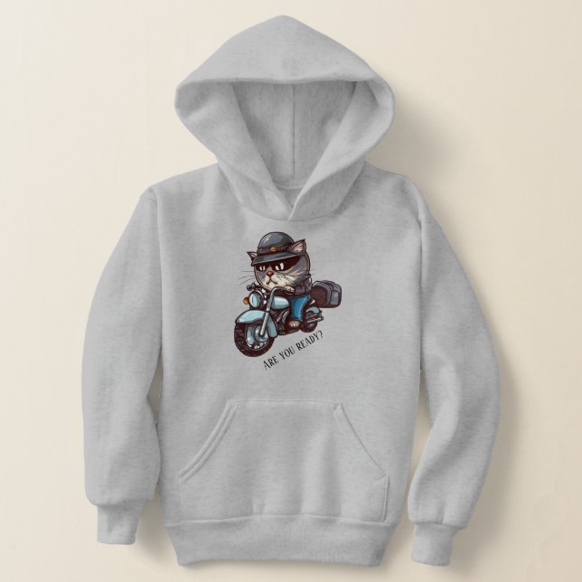 Cooles Cat Riding Motorrad Sind Sie bereit Hoodie (Ablage )