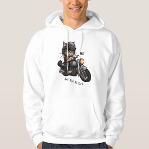 Cooles Cat Riding Motorrad Sind Sie bereit Hoodie