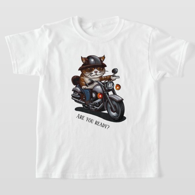 Cooles Cat Riding Motorrad Sind Sie bereit T-Shirt (Ablage )