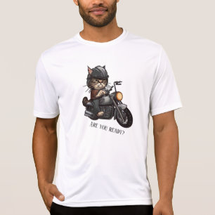 Cooles Cat Riding Motorrad Sind Sie bereit T-Shirt
