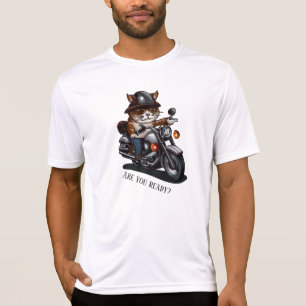 Cooles Cat Riding Motorrad Sind Sie bereit T-Shirt