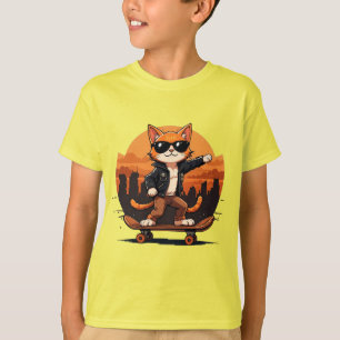 Cooles Cat Riding Skateboard T-Shirt