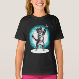 Cooles Cat Rock Dancer T-Shirt Funny Animal Musi