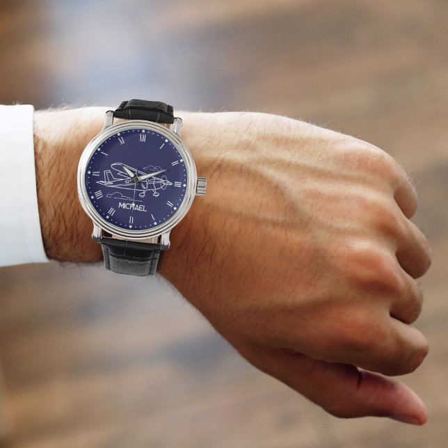 Cooles Cessna-Flugzeug und Wolken, Geschenk nach M Armbanduhr (Von Creator hochgeladen)