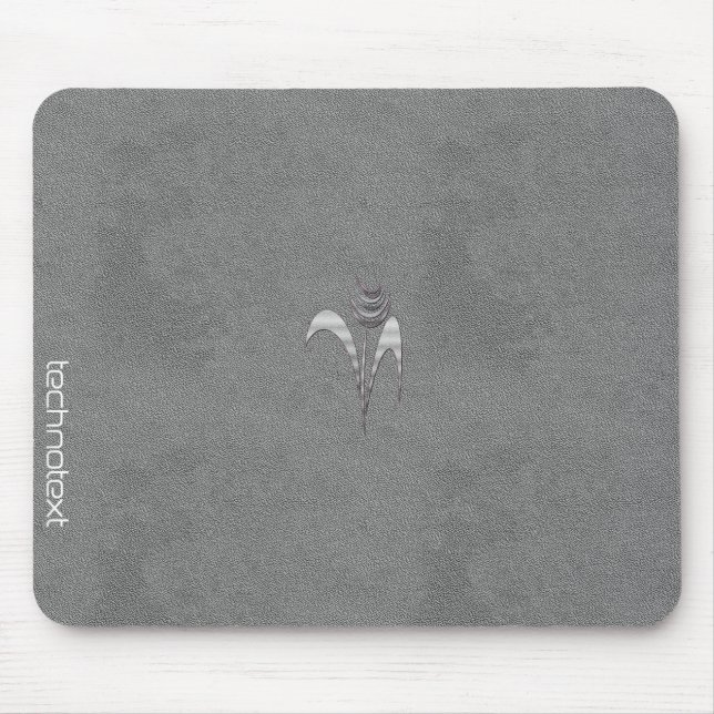 Cooles Chic Leder Hinzufügen von Text-Image Silver Mousepad (Vorne)