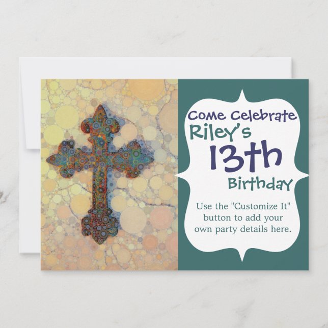 Cooles Christliches Kreuz-Mosaikmuster Einladung (Vorderseite)