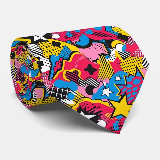Cooles Comic-Pop-Tiled-Muster  Krawatte (Gerollt)