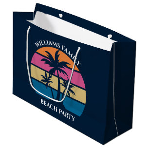 Cooles Custom Beach Party Blue Palm Tree Große Geschenktüte