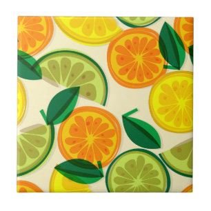 Cooles Cutrus-Muster in Retrofarben Gelb Grün Fliese