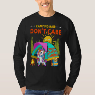 Cooles Dabbing-Einhorn-Camping-Haar-Don't-Care-Cam T-Shirt