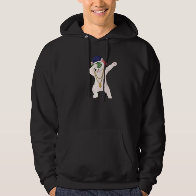 Cooles Dabbing Polar Bear Wear Sonnenbrille Ha Hoodie (Vorderseite)