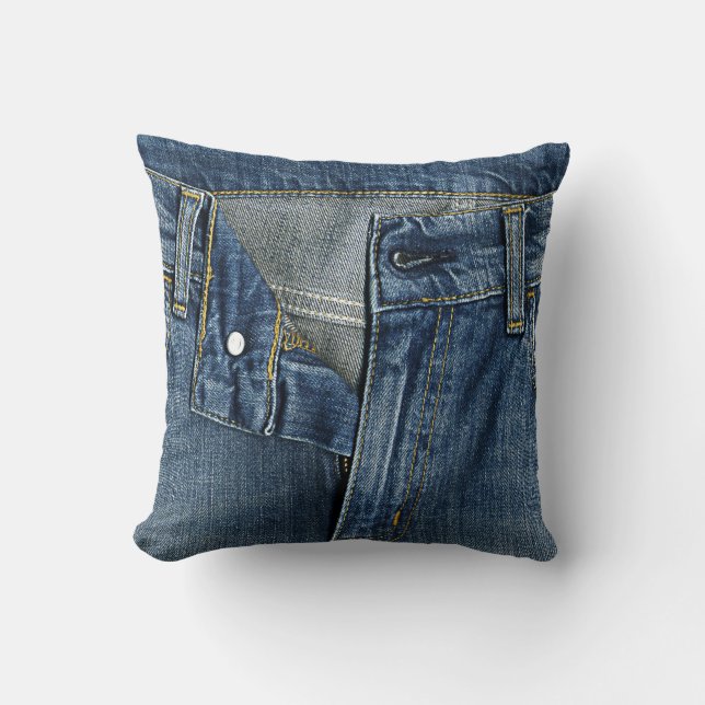 Cooles Denimbeschaffenheit Throw-Kissen 16" x16 " Kissen (Vorderseite)