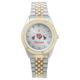 Cooles Design von Hörpferden mit Zahlen Armbanduhr