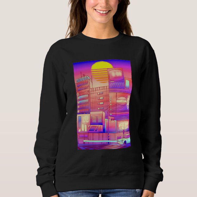 Cooles digitales Stadtbild Sweatshirt (Vorderseite)