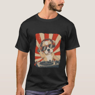 Cooles DJ-Hund-T-Shirt, Lustiger Hund mit Kopfhöre T-Shirt