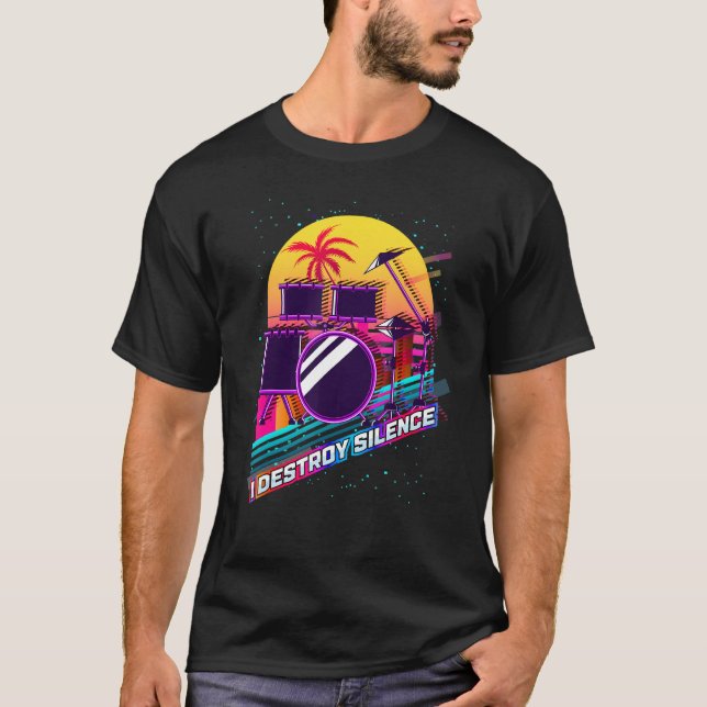 Cooles Drummer-Sprichwort und Zitat 80 S Retro-Sty T-Shirt (Vorderseite)
