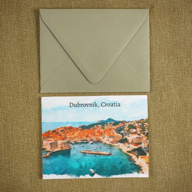 Cooles Dubrovnik Kroatien Adria Küste Panorama Aus Postkarte (Dubrovnik historic port croatia postcard)