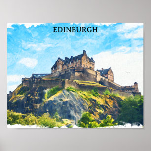 Cooles Edinburgh Schottisches Schloss Malerei Poster