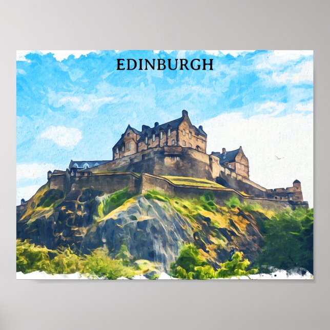 Cooles Edinburgh Schottisches Schloss Malerei Poster (Vorne)