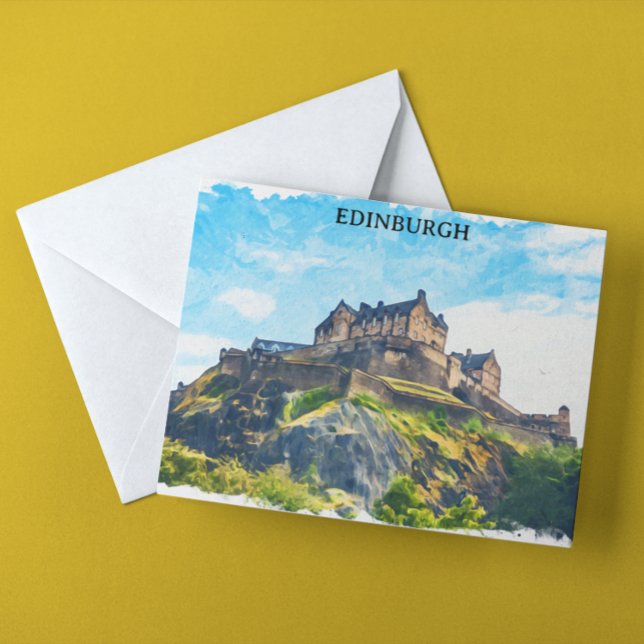 Cooles Edinburgh Schottisches Schloss Malerei Postkarte (edinburgh scotland watercolor castle)