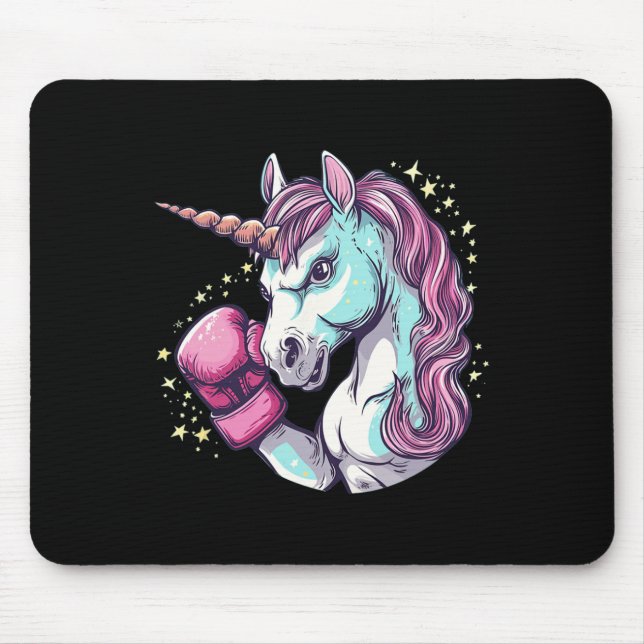 Cooles Einhorn-Gesichtskostüm mit lustigen Boxhand Mousepad (Vorne)